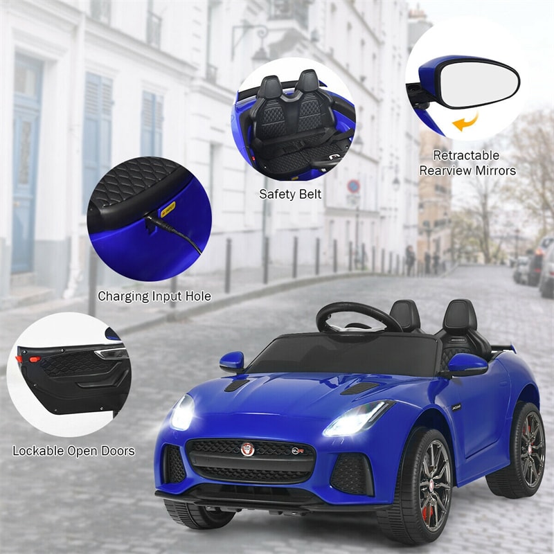 12V Kids Ride-On Car, Licensed Jaguar F-Type SVR Electric Vehicle with Remote Control, Lights, MP3, Motorized Car, Gift for Boys & Girls