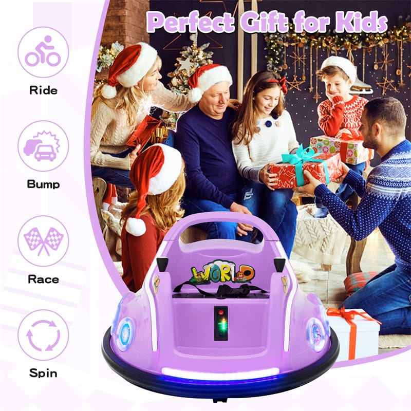 12V Kids Bumper Car, Electric Ride-On Bumper Car with Dual Joysticks, Flashing LED Lights & Remote Control, Battery Ride-On Toy for Toddlers