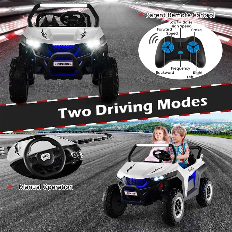 12V 2-Seater Ride On UTV, Kids Electric Vehicle with Remote Control, LED Lights, Music & Storage, Battery Powered Off-Road Car for 3-8 Years