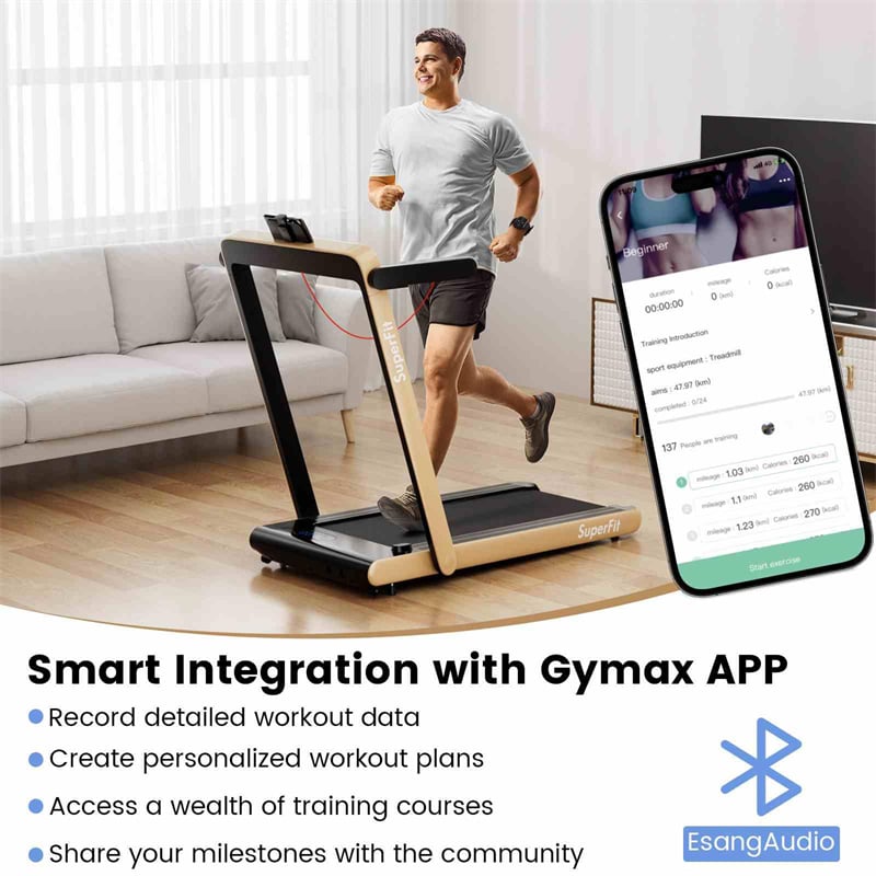 3HP Under Desk Treadmill, 3-in-1 Folding Walking Pad with Manual Incline, Smart APP & Remote Control for Home Office Gym, 155kg Capacity