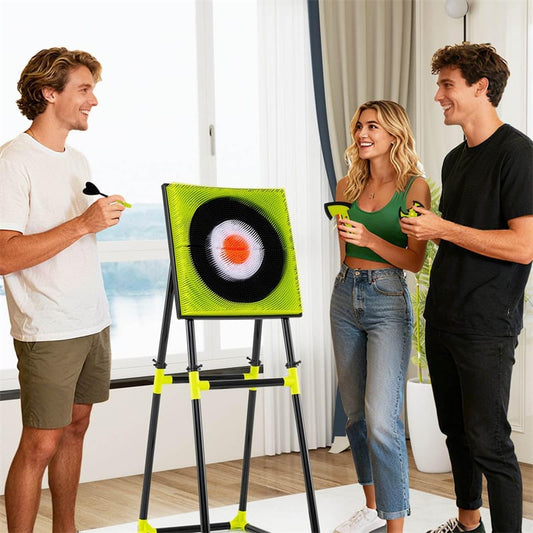 4-in-1 Kids Throwing Target Set with Dartboard, Throwing Axes, Ninja Darts & Bow/Arrows for Indoor Outdoor Carnival Game & Birthday Gifts