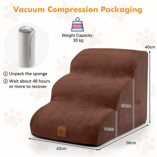3-Step Pet Stairs/Ramp with Storage Bag & Hand Strap