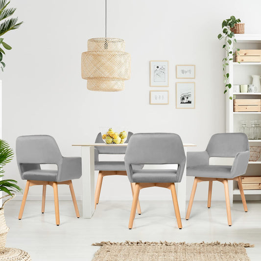 2 Pcs Dining Chairs, Accent Velvet Upholstered Armchairs