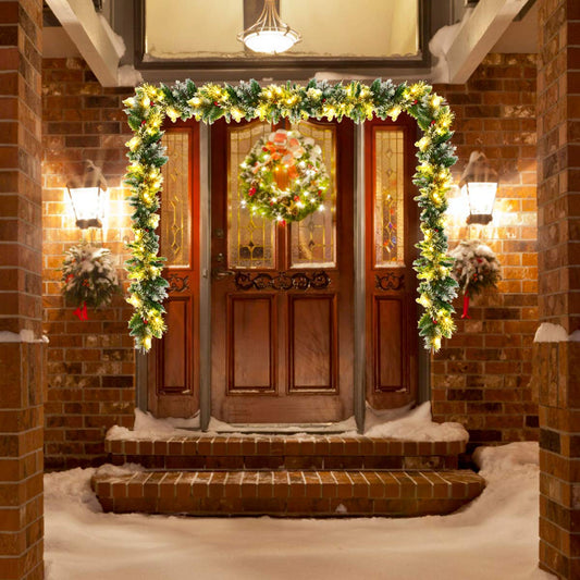 2.7M Christmas Garland, Pre-lit Artificial Xmas Garland, w/50 LED Lights