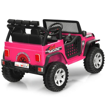 2-Seater Ride On Truck, 12V Battery Powered Electric Vehicle with Remote Control, LED Lights & Music, Ride On Car for Kids