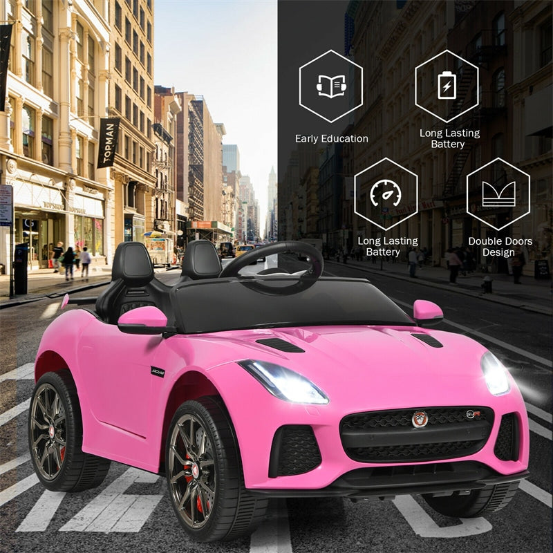 12V Kids Ride-On Car, Licensed Jaguar F-Type SVR Electric Vehicle with Remote Control, Lights, MP3, Motorized Car, Gift for Boys & Girls