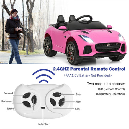 12V Kids Ride-On Car, Licensed Jaguar F-Type SVR Electric Vehicle with Remote Control, Lights, MP3, Motorized Car, Gift for Boys & Girls