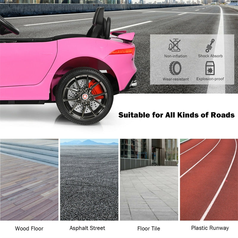 12V Kids Ride-On Car, Licensed Jaguar F-Type SVR Electric Vehicle with Remote Control, Lights, MP3, Motorized Car, Gift for Boys & Girls