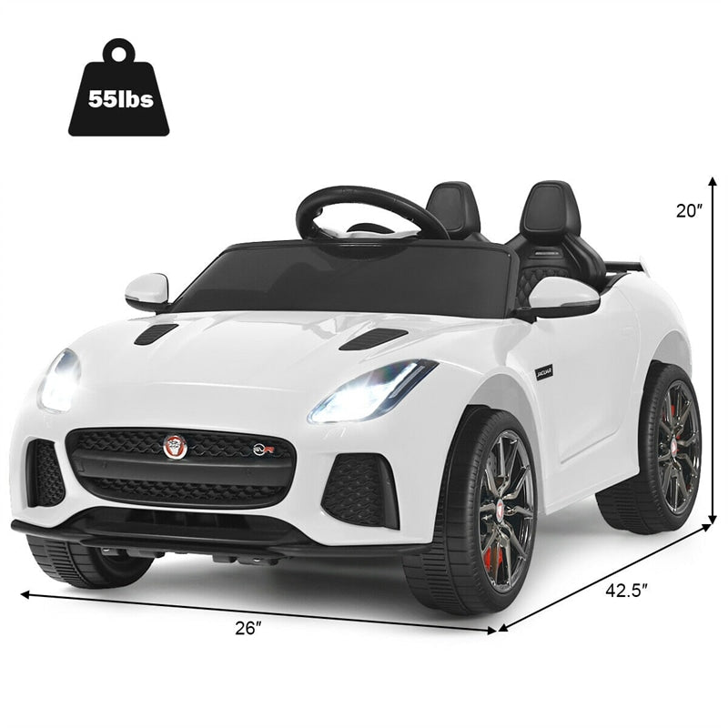 12V Kids Ride-On Car, Licensed Jaguar F-Type SVR Electric Vehicle with Remote Control, Lights, MP3, Motorized Car, Gift for Boys & Girls