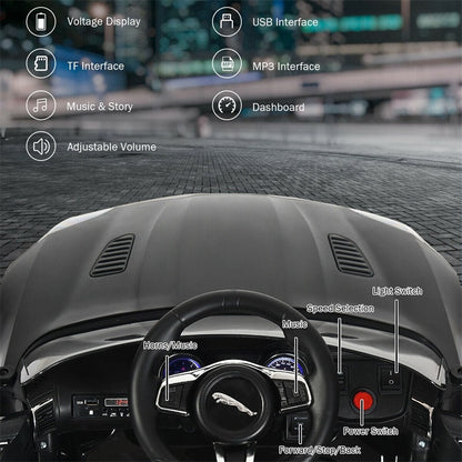 12V Kids Ride-On Car, Licensed Jaguar F-Type SVR Electric Vehicle with Remote Control, Lights, MP3, Motorized Car, Gift for Boys & Girls