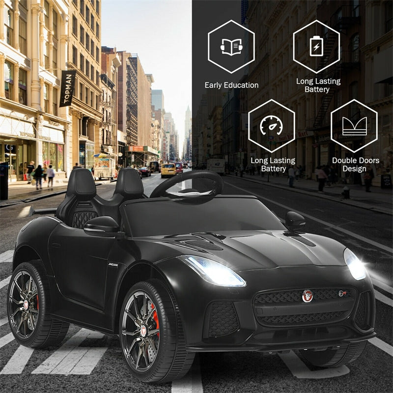 12V Kids Ride-On Car, Licensed Jaguar F-Type SVR Electric Vehicle with Remote Control, Lights, MP3, Motorized Car, Gift for Boys & Girls