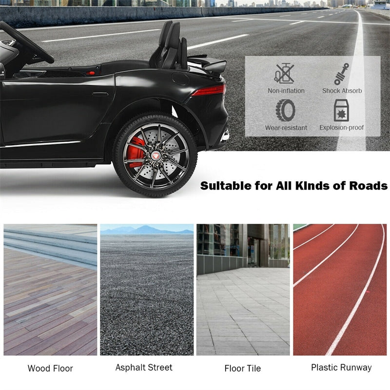 12V Kids Ride-On Car, Licensed Jaguar F-Type SVR Electric Vehicle with Remote Control, Lights, MP3, Motorized Car, Gift for Boys & Girls