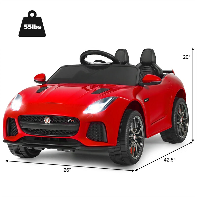 12V Kids Ride-On Car, Licensed Jaguar F-Type SVR Electric Vehicle with Remote Control, Lights, MP3, Motorized Car, Gift for Boys & Girls