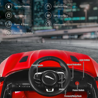 12V Kids Ride-On Car, Licensed Jaguar F-Type SVR Electric Vehicle with Remote Control, Lights, MP3, Motorized Car, Gift for Boys & Girls