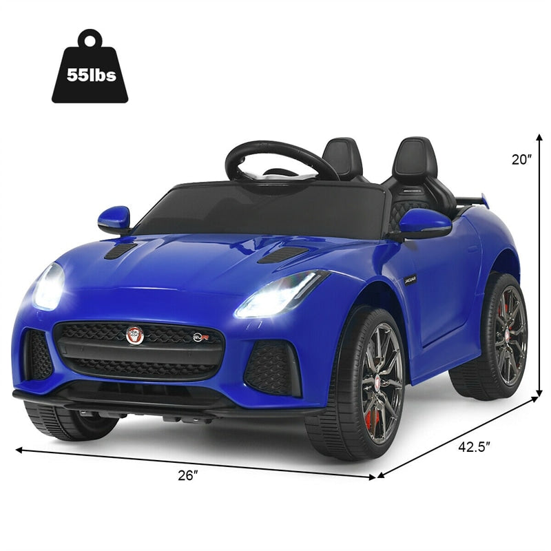 12V Kids Ride-On Car, Licensed Jaguar F-Type SVR Electric Vehicle with Remote Control, Lights, MP3, Motorized Car, Gift for Boys & Girls