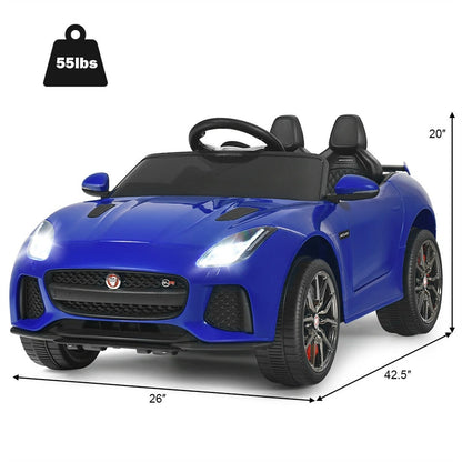 12V Kids Ride-On Car, Licensed Jaguar F-Type SVR Electric Vehicle with Remote Control, Lights, MP3, Motorized Car, Gift for Boys & Girls