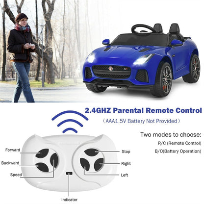 12V Kids Ride-On Car, Licensed Jaguar F-Type SVR Electric Vehicle with Remote Control, Lights, MP3, Motorized Car, Gift for Boys & Girls