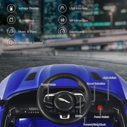 12V Kids Ride-On Car, Licensed Jaguar F-Type SVR Electric Vehicle with Remote Control, Lights, MP3, Motorized Car, Gift for Boys & Girls