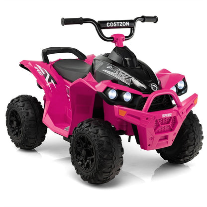 12V Kids Ride-On ATV, Battery Powered Electric 4-Wheeler Quad Car with Adjustable Speed, Lights & Treaded Tires for Boys & Girls