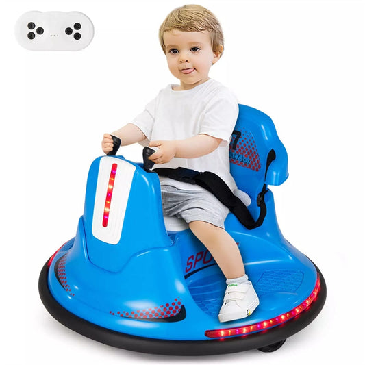 12V Bumper Car for Toddlers, Kids Electric Ride On Bumper Car with Remote Control, 360 Degree Spin, Dual Joystick & Flashing LED Lights