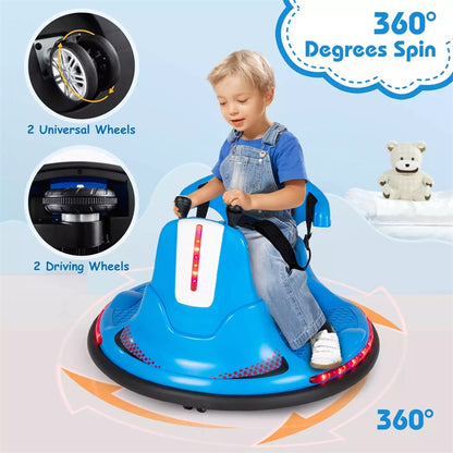 12V Bumper Car for Toddlers, Kids Electric Ride On Bumper Car with Remote Control, 360 Degree Spin, Dual Joystick & Flashing LED Lights