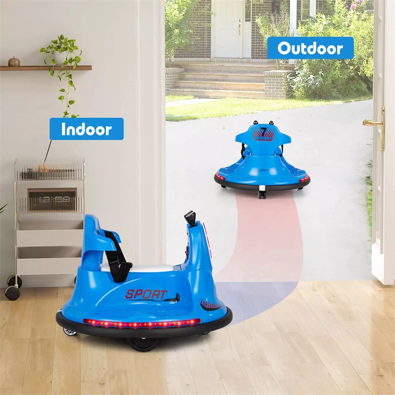 12V Bumper Car for Toddlers, Kids Electric Ride On Bumper Car with Remote Control, 360 Degree Spin, Dual Joystick & Flashing LED Lights