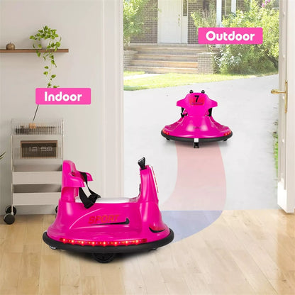 12V Bumper Car for Toddlers, Kids Electric Ride On Bumper Car with Remote Control, 360 Degree Spin, Dual Joystick & Flashing LED Lights