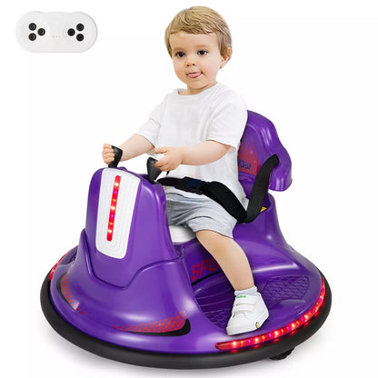 12V Bumper Car for Toddlers, Kids Electric Ride On Bumper Car with Remote Control, 360 Degree Spin, Dual Joystick & Flashing LED Lights