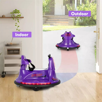 12V Bumper Car for Toddlers, Kids Electric Ride On Bumper Car with Remote Control, 360 Degree Spin, Dual Joystick & Flashing LED Lights