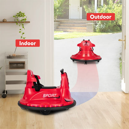 12V Bumper Car for Toddlers, Kids Electric Ride On Bumper Car with Remote Control, 360 Degree Spin, Dual Joystick & Flashing LED Lights