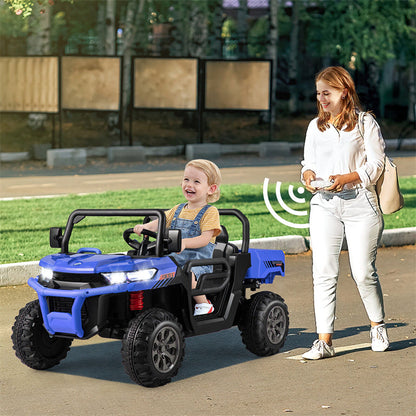 2-Seater Ride On Kids Car, 12V Off-Road UTV Electric Dump Truck with Remote, Dump Bed, Shovel & Rocking Function, Toddler Battery Ride On Toy