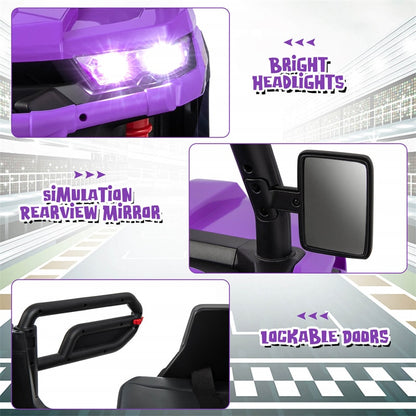 2-Seater Ride On Kids Car, 12V Off-Road UTV Electric Dump Truck with Remote, Dump Bed, Shovel & Rocking Function, Toddler Battery Ride On Toy