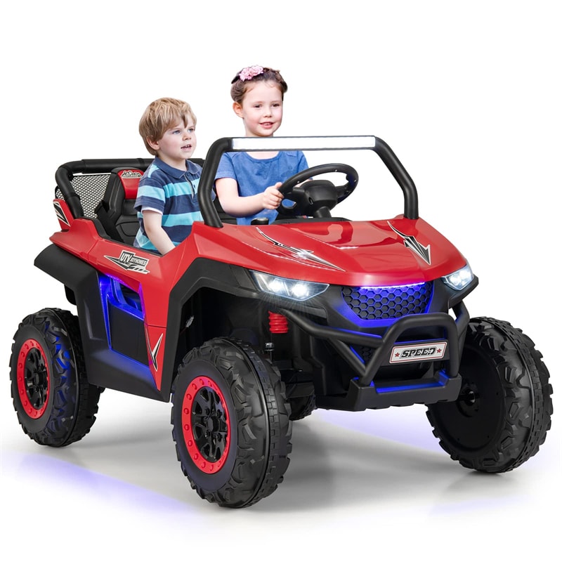 12V 2-Seater Ride On UTV, Kids Electric Vehicle with Remote Control, LED Lights, Music & Storage, Battery Powered Off-Road Car for 3-8 Years