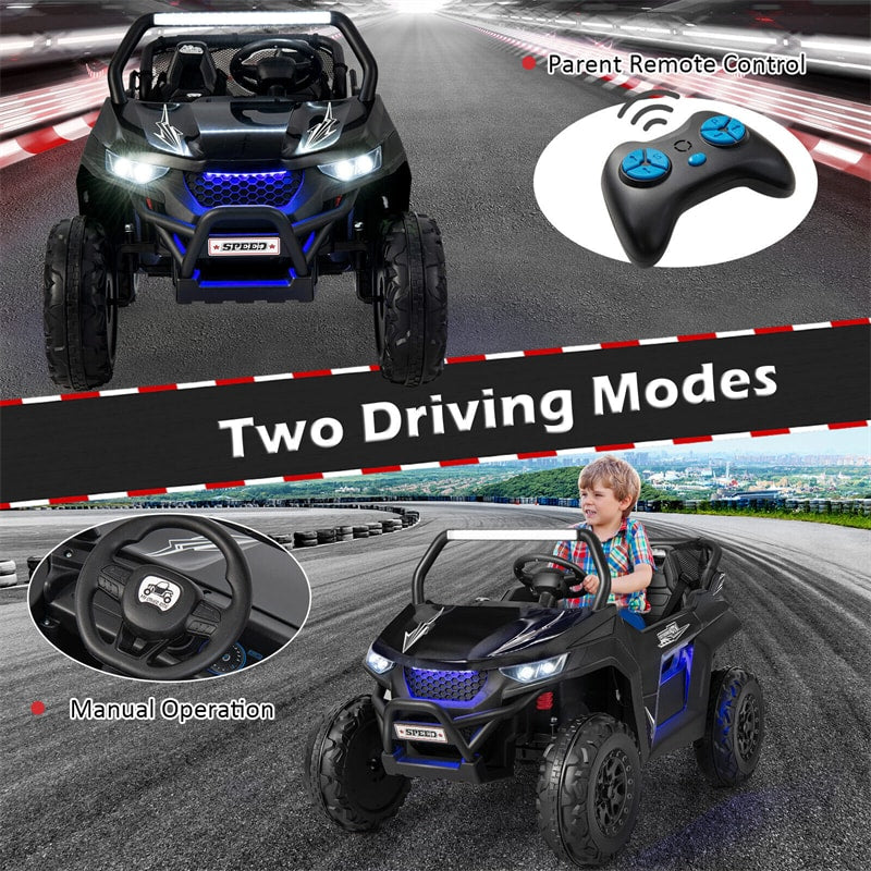 12V 2-Seater Ride On UTV, Kids Electric Vehicle with Remote Control, LED Lights, Music & Storage, Battery Powered Off-Road Car for 3-8 Years