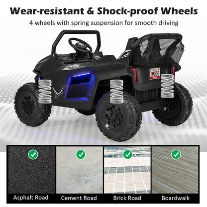 12V 2-Seater Ride On UTV, Kids Electric Vehicle with Remote Control, LED Lights, Music & Storage, Battery Powered Off-Road Car for 3-8 Years