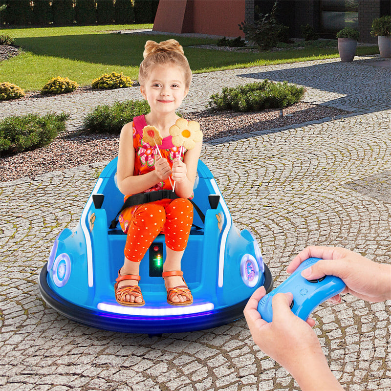 12V Kids Bumper Car, Electric Ride-On Bumper Car with Dual Joysticks, Flashing LED Lights & Remote Control, Battery Ride-On Toy for Toddlers