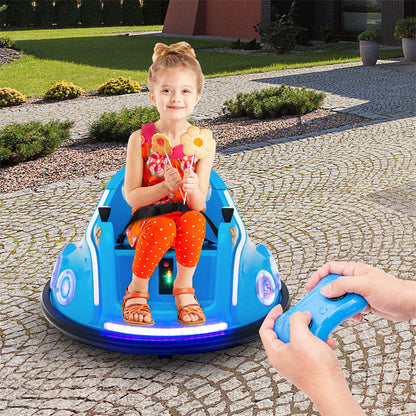 12V Kids Bumper Car, Electric Ride-On Bumper Car with Dual Joysticks, Flashing LED Lights & Remote Control, Battery Ride-On Toy for Toddlers
