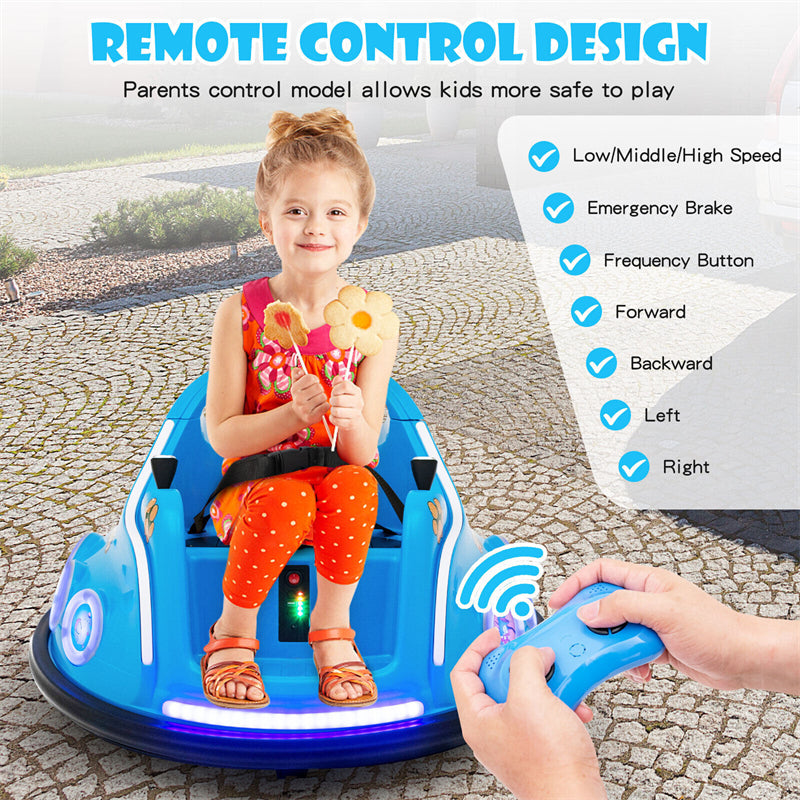 12V Kids Bumper Car, Electric Ride-On Bumper Car with Dual Joysticks, Flashing LED Lights & Remote Control, Battery Ride-On Toy for Toddlers