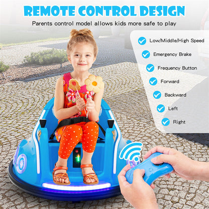 12V Kids Bumper Car, Electric Ride-On Bumper Car with Dual Joysticks, Flashing LED Lights & Remote Control, Battery Ride-On Toy for Toddlers
