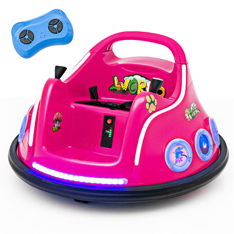 12V Kids Bumper Car, Electric Ride-On Bumper Car with Dual Joysticks, Flashing LED Lights & Remote Control, Battery Ride-On Toy for Toddlers