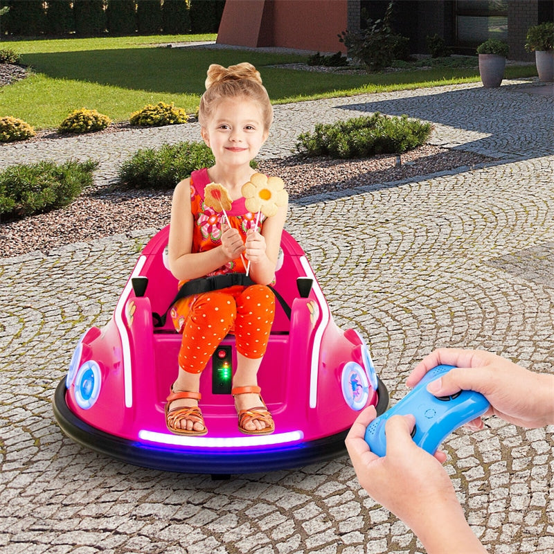 12V Kids Bumper Car, Electric Ride-On Bumper Car with Dual Joysticks, Flashing LED Lights & Remote Control, Battery Ride-On Toy for Toddlers