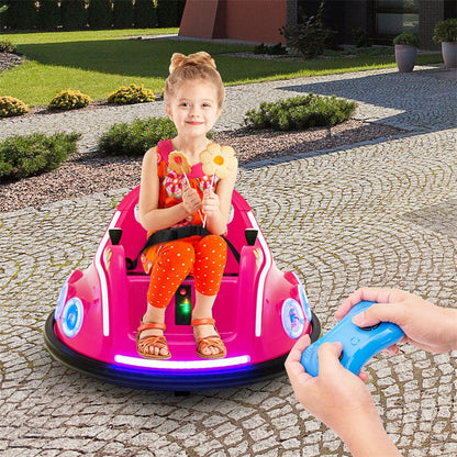 12V Kids Bumper Car, Electric Ride-On Bumper Car with Dual Joysticks, Flashing LED Lights & Remote Control, Battery Ride-On Toy for Toddlers