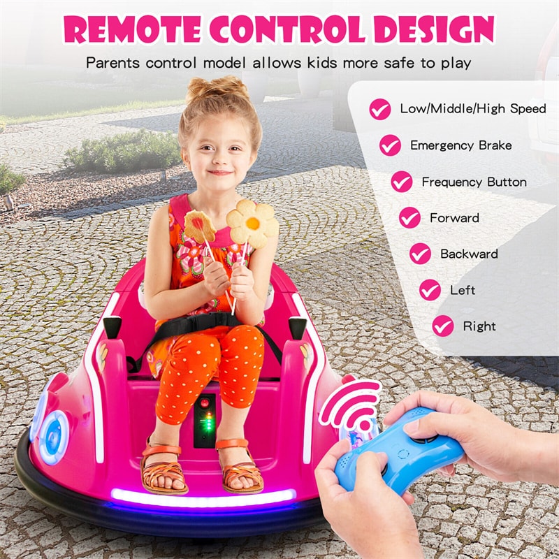 12V Kids Bumper Car, Electric Ride-On Bumper Car with Dual Joysticks, Flashing LED Lights & Remote Control, Battery Ride-On Toy for Toddlers