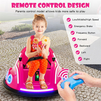 12V Kids Bumper Car, Electric Ride-On Bumper Car with Dual Joysticks, Flashing LED Lights & Remote Control, Battery Ride-On Toy for Toddlers