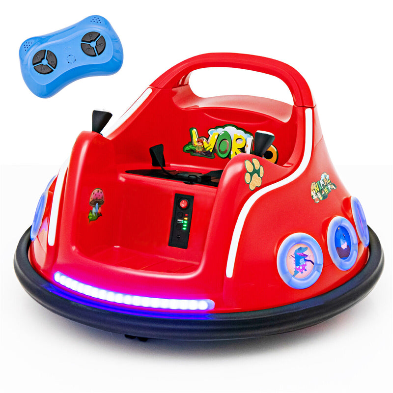 12V Kids Bumper Car, Electric Ride-On Bumper Car with Dual Joysticks, Flashing LED Lights & Remote Control, Battery Ride-On Toy for Toddlers