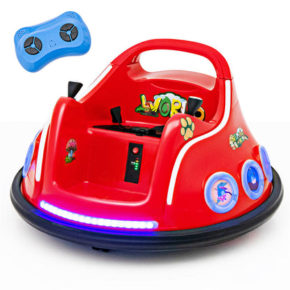 12V Kids Bumper Car, Electric Ride-On Bumper Car with Dual Joysticks, Flashing LED Lights & Remote Control, Battery Ride-On Toy for Toddlers