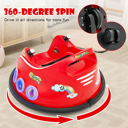 12V Kids Bumper Car, Electric Ride-On Bumper Car with Dual Joysticks, Flashing LED Lights & Remote Control, Battery Ride-On Toy for Toddlers