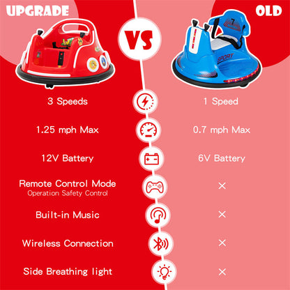 12V Kids Bumper Car, Electric Ride-On Bumper Car with Dual Joysticks, Flashing LED Lights & Remote Control, Battery Ride-On Toy for Toddlers