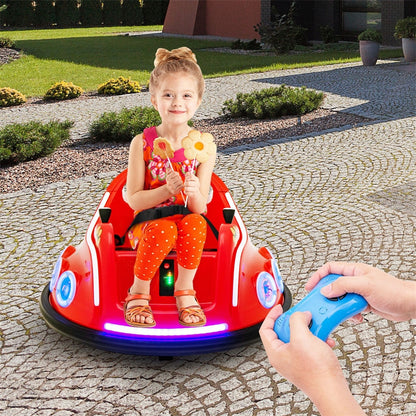 12V Kids Bumper Car, Electric Ride-On Bumper Car with Dual Joysticks, Flashing LED Lights & Remote Control, Battery Ride-On Toy for Toddlers