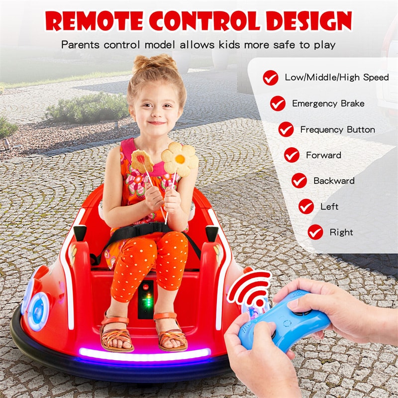 12V Kids Bumper Car, Electric Ride-On Bumper Car with Dual Joysticks, Flashing LED Lights & Remote Control, Battery Ride-On Toy for Toddlers